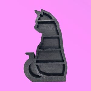 Black Cat Wooden Crystal Display Shelf